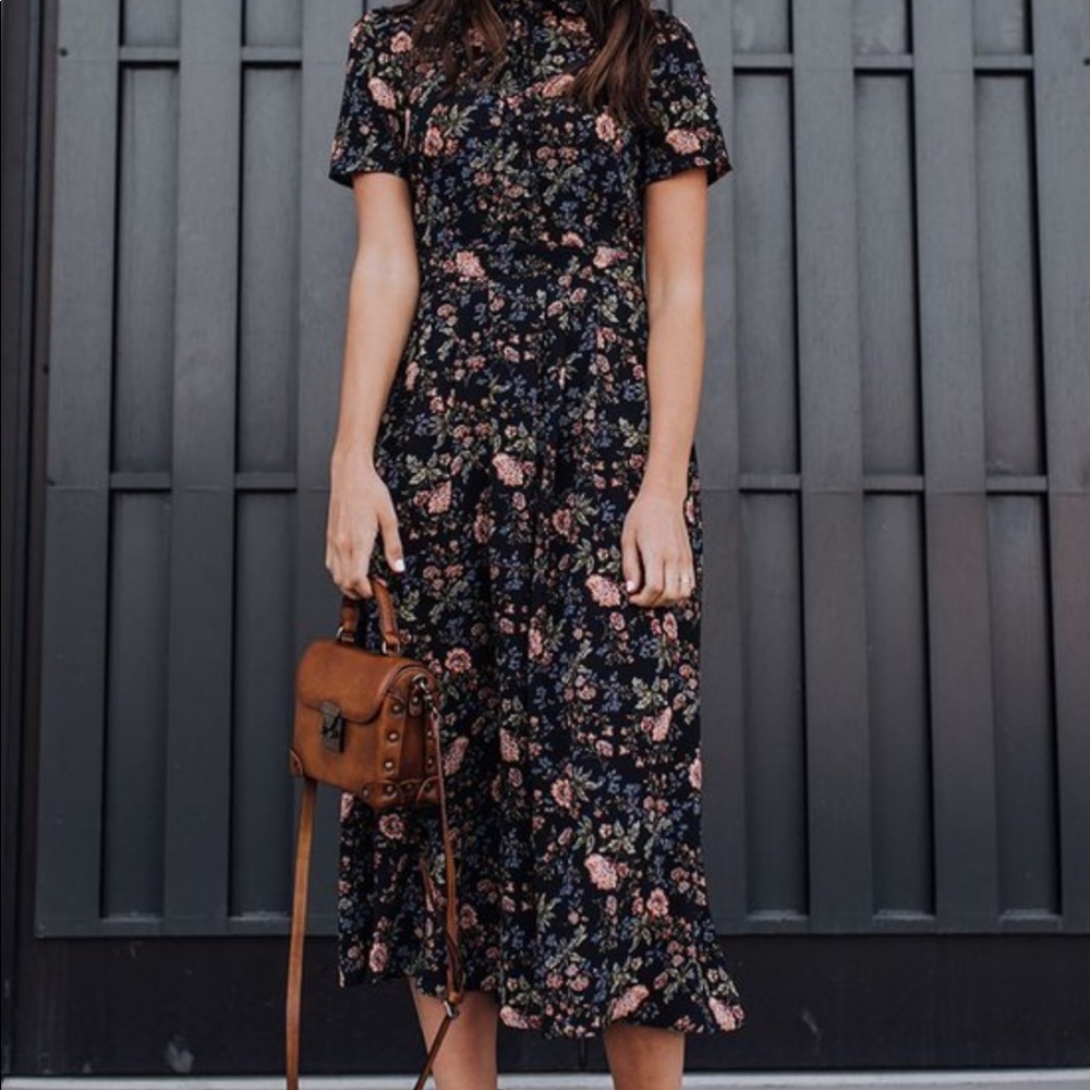 Black Floral Dress - CladandCloth - NWT